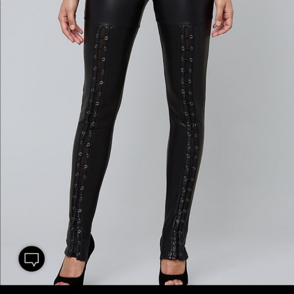 Bebe Lace Stir Up Faux Leather Legging Black XS